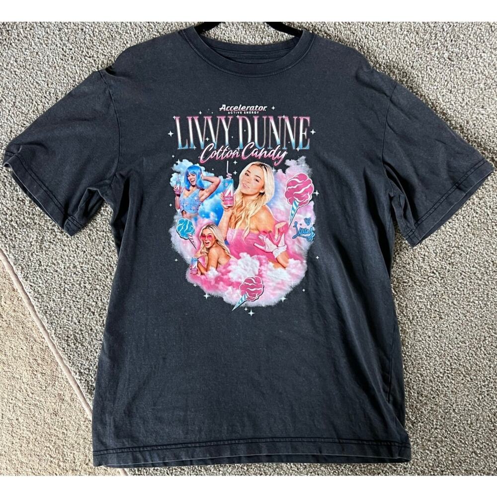 Olivia Livvy Dunne Accelerator Energy Cotton Candy Charcoal Gray Lg T-Shirt